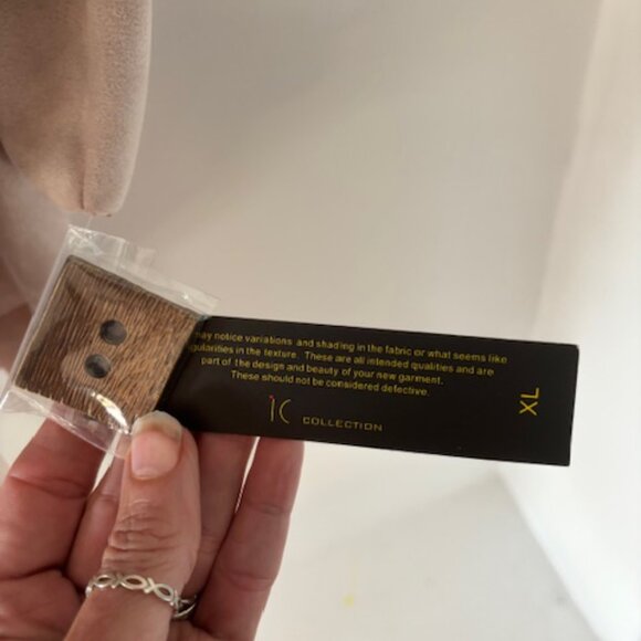 IC Connie K Open Front Cardigan XL Cape Faux Suede Beige Button Pocket Neutral - Picture 8 of 9